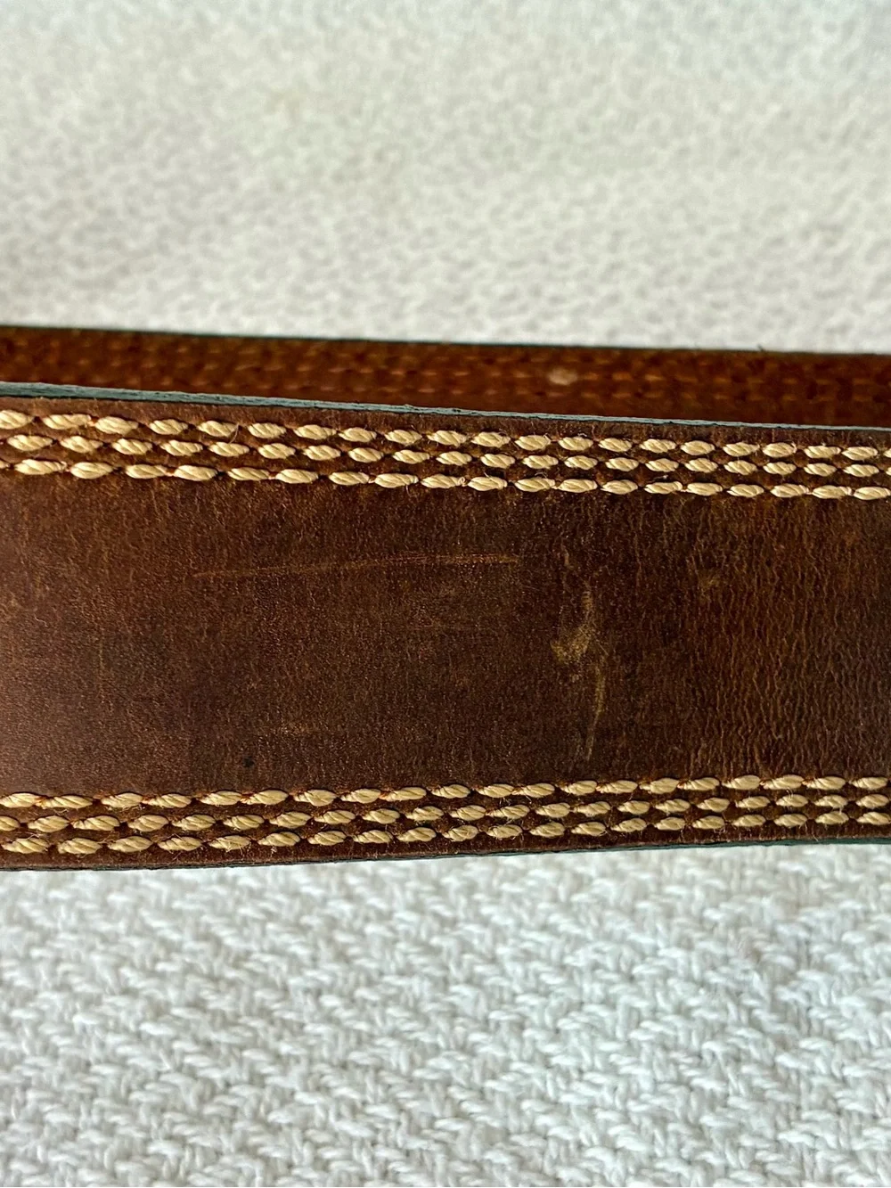 Men's Brown Leather Belt with Metal Buckle